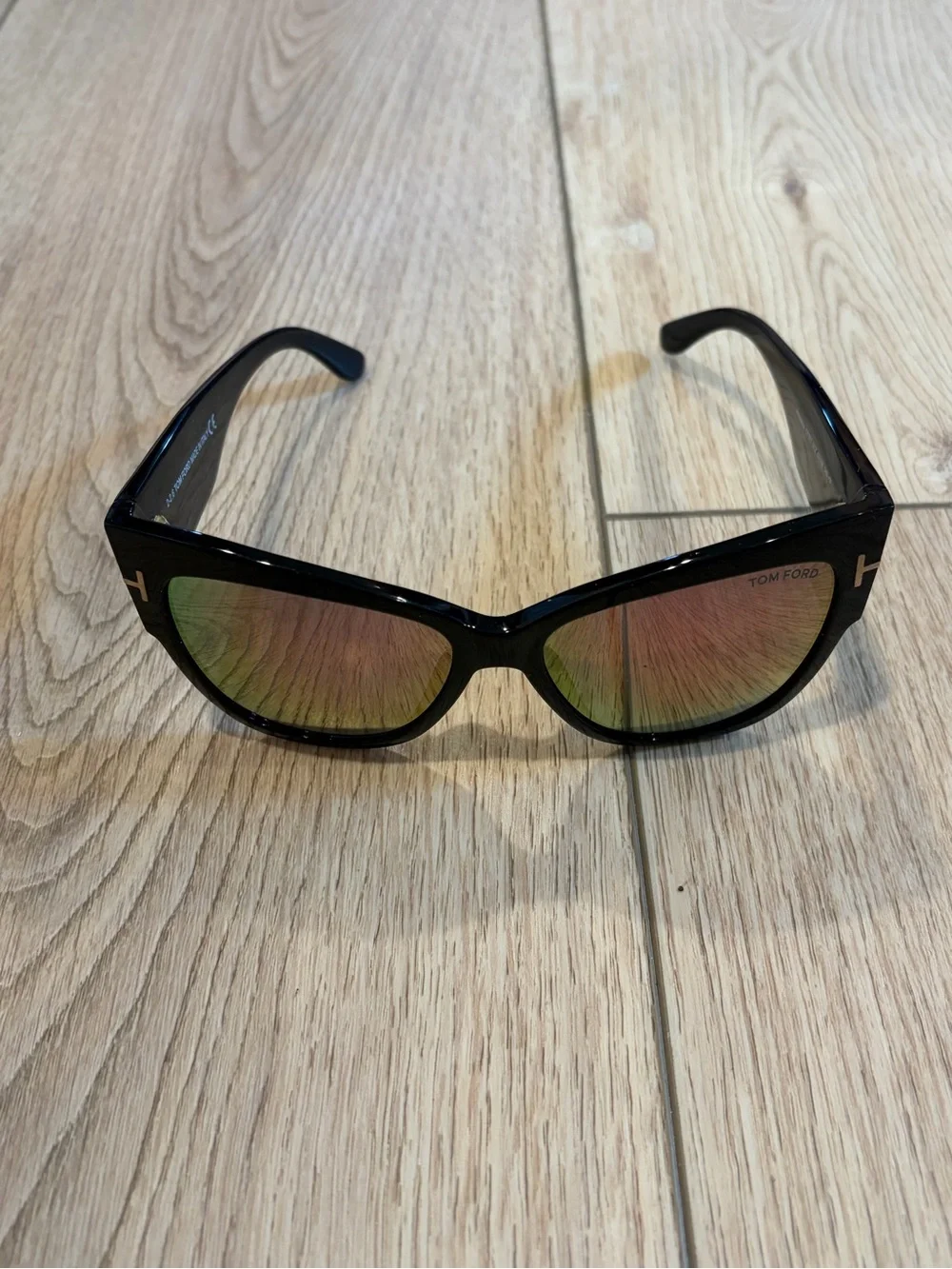 Tom Ford Anoushka FT0371 Black Cat Eye Mirrored Sunglasses Made in Italy